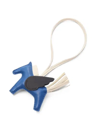 Pre-owned Hermes 2022 Pm Rodeo Pegasus Bag Charm In Blue