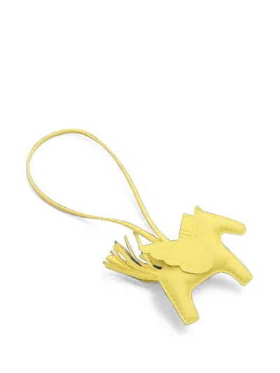 Pre-owned Hermes 2022 Pm Rodeo Pegasus Bag Charm In Yellow