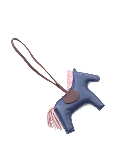 Pre-owned Hermes 2022 Rodeo Mm Horse Tasselled Bag Charm In Blue