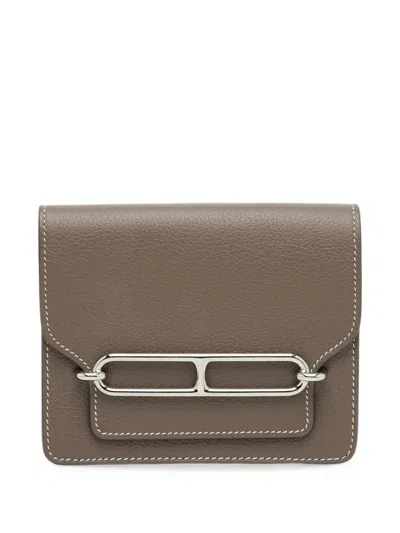 Pre-owned Hermes 2022 Roulis Evercolor Leather Wallet In Brown