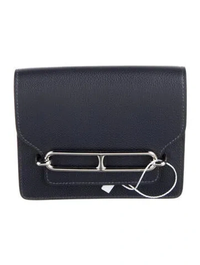 Pre-owned Hermes 2022 Roulis Slim Wallet In Blue