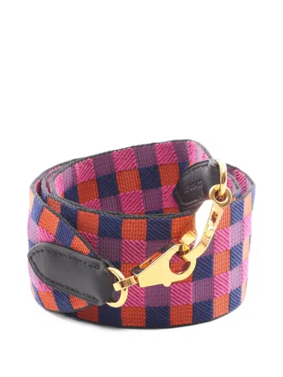 Pre-owned Hermes 2022 Sangle Maxi Quadrille Shoulder Strap In Purple