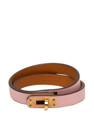Pre-owned Hermes 2022 Swift Kelly Double Tour Bracelet Costume Bracelet In Pink