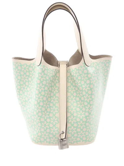 Pre-owned Hermes 2022 Swift Picotin Lock Daisy Pm Handbag In Brown