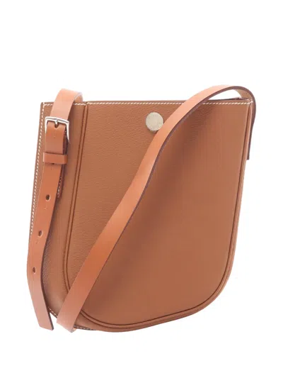 Pre-owned Hermes 2022 Togo Perspective Cavaliere 21 Crossbody Bag In Brown