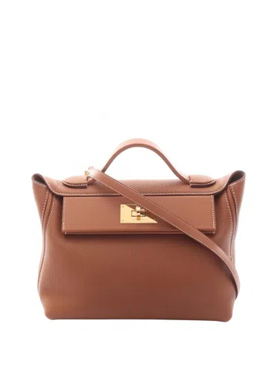 Pre-owned Hermes 2022 Togo Swift 24/24 29 Satchel In Brown
