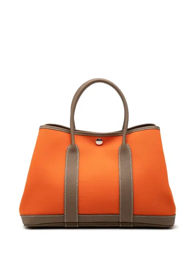Pre-owned Hermes 2022 Toile And Negonda Garden Party 30 Tote Bag In Brown