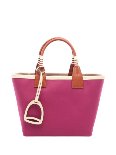 Pre-owned Hermes 2022 Toile And Swift Steeple 25 Tote Bag In Pink