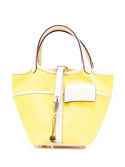 Pre-owned Hermes 2022 Toile Goeland And Swift Cargo Picotin Lock 18 Handbag
