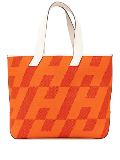 Pre-owned Hermes 2022 Toile H And Swift Cabas H En Biais 40 Tote Bag In White