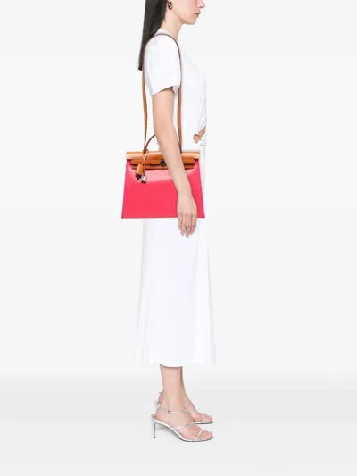 Pre-owned Hermes 2022 Toile H Berline Herbag Zip 31 Satchel In Pink