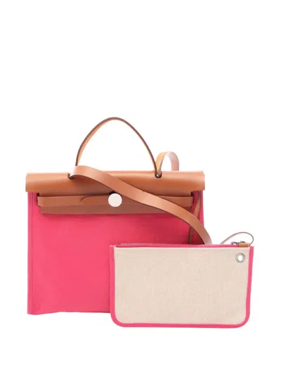Pre-owned Hermes 2022 Toile Herbag Zip 31 Satchel In Pink
