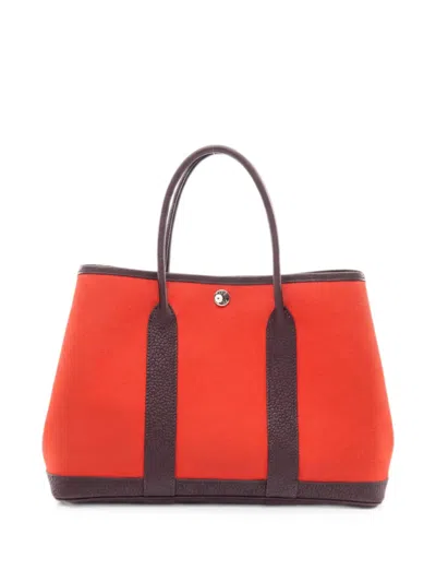 Pre-owned Hermes 2022 Tpm Garden Party Tote Bag In Red