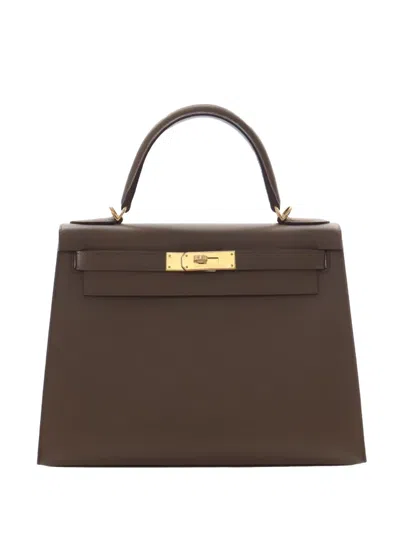 Pre-owned Hermes 2022 Veau Madame Kelly Sellier Ii 28 Satchel In Brown
