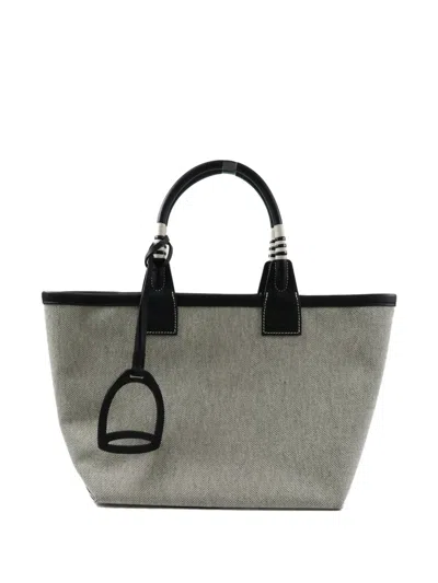 Pre-owned Hermes 2023 25 Steeple Canvas Tote Bag In Gray