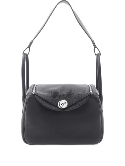 Pre-owned Hermes 2023 26 Lindy Leather Shoulder Bag In Black