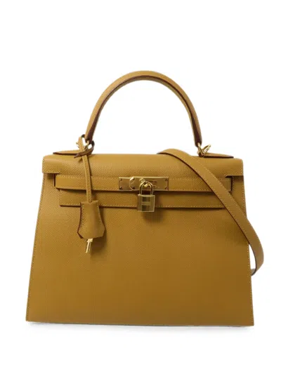 Pre-owned Hermes 2023 28 Kelly Epsom-leather Tote Bag In Neutral