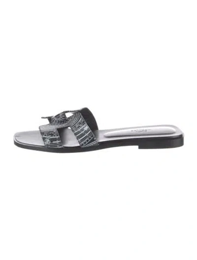 Pre-owned Hermes 2023 'astrologie Bandana' Oran Slides In Black