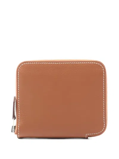 Pre-owned Hermes 2023 Azap Compact Wallet In Brown