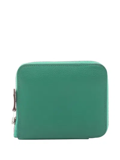 Pre-owned Hermes 2023 Azap Leather Wallet In Green