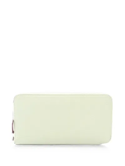 Pre-owned Hermes 2023 Azap Long Silk'in Wallet In Green