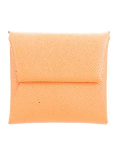 Pre-owned Hermes 2023 Bastia Coin Pouch In Orange