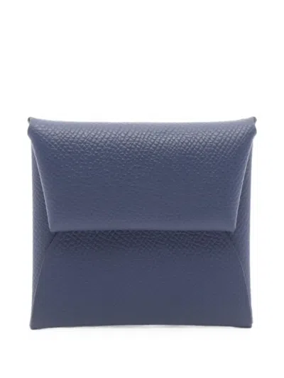 Pre-owned Hermes 2023 Bastia Coin Purse In Blue