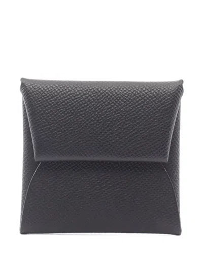 Pre-owned Hermes 2023 Bastia Epsom Coin Purse In Black