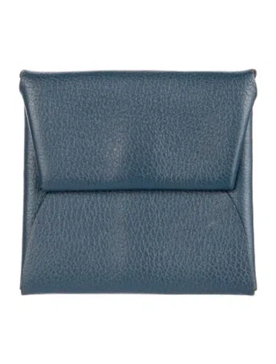 Pre-owned Hermes 2023 Bastia Verso Coin Pouch In Blue