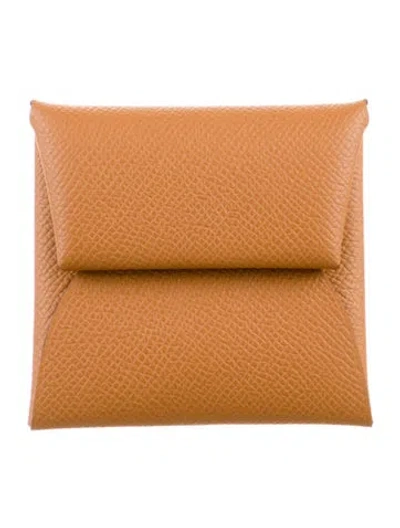 Pre-owned Hermes 2023 Bastia Verso Coin Pouch In Brown