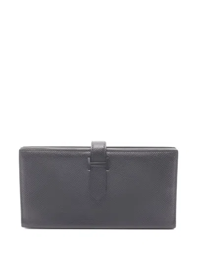 Pre-owned Hermes 2023 Béarn Bi-fold Leather Wallet In Black