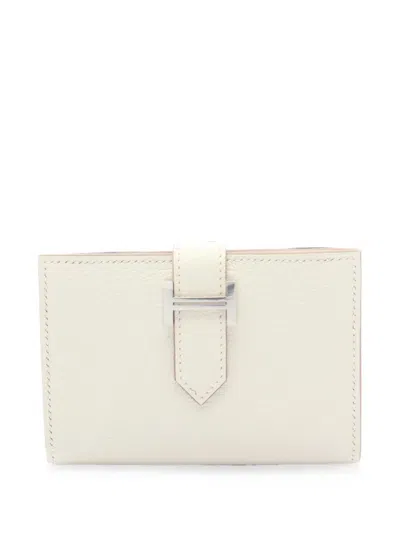 Pre-owned Hermes 2023 Bearn Card Case In White