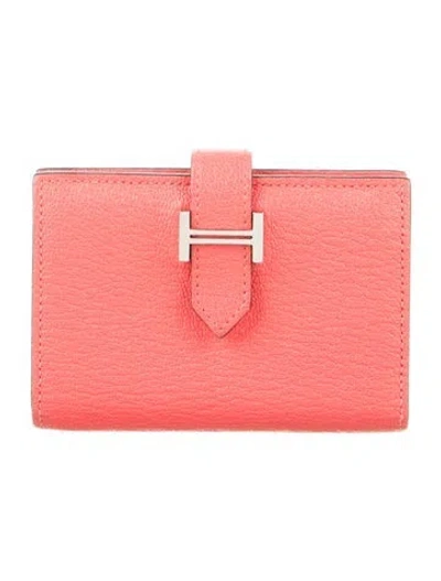 Pre-owned Hermes 2023 Bearn Cardholder In Pink