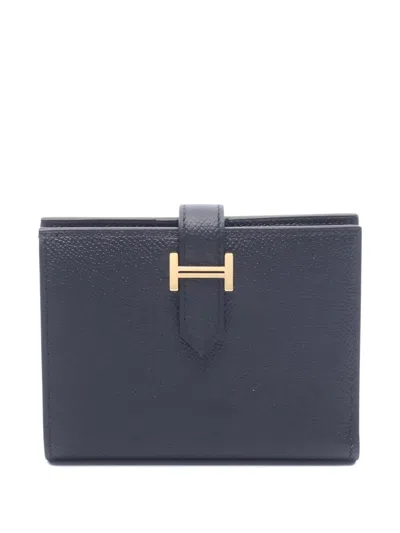 Pre-owned Hermes 2023 Bearn Compact Bi-fold Wallet In Black