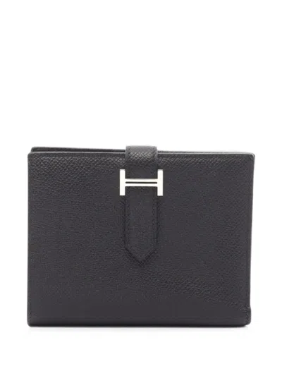 Pre-owned Hermes 2023 Bearn Compact Bi-fold Wallet In Black