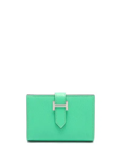 Pre-owned Hermes 2023 Bearn Wallet In Green