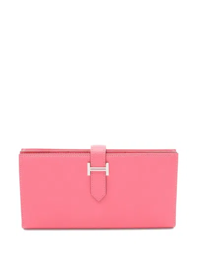 Pre-owned Hermes 2023 Béarn Wallet In Pink