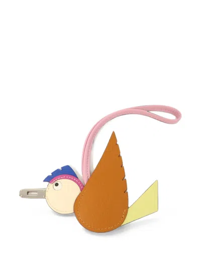 Pre-owned Hermes 2023 Birdy Bag Charm In Orange