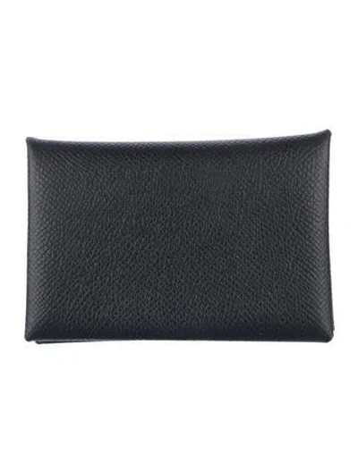Pre-owned Hermes 2023 Calvi Cardholder In Black