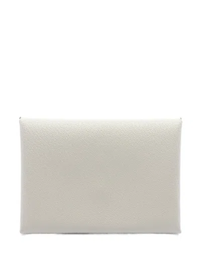 Pre-owned Hermes 2023 Calvi Duo Card Holder In Neutrals