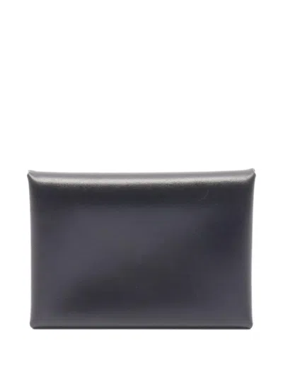 Pre-owned Hermes 2023 Calvi Duo Coin Purse In Black