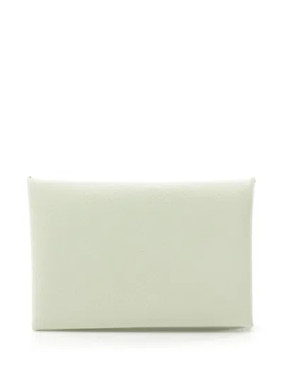 Pre-owned Hermes 2023 Calvi Duo Purse In Green