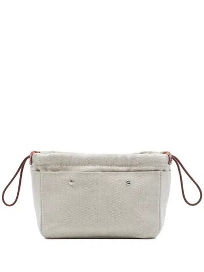 Pre-owned Hermes 2023 Canvas And Barenia Fourbi 20 Pouch In Brown