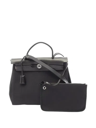 Pre-owned Hermes 2023 Cc Lambskin Backpack Satchel In Black
