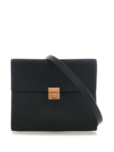Pre-owned Hermes 2023 Chevre Mysore Clic 16 Wallet On Strap Crossbody Bag In Black