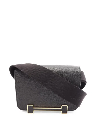 Pre-owned Hermes 2023 Chevre Mysore Geta Crossbody Bag In Black