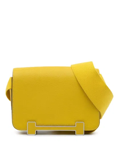 Pre-owned Hermes 2023 Chevre Mysore Geta Crossbody Bag In Yellow
