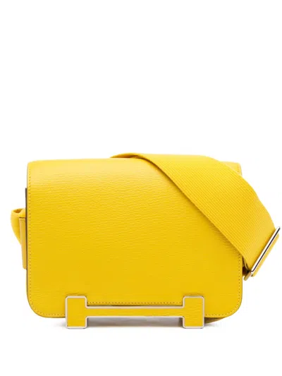 Pre-owned Hermes 2023 Chevre Mysore Geta Crossbody Bag In Yellow