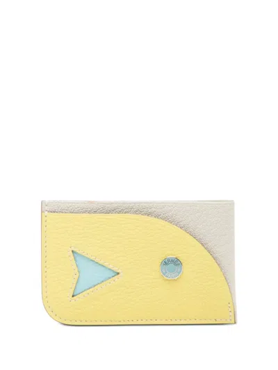 Pre-owned Hermes 2023 Chevre Mysore Poisson Card Holder In Yellow