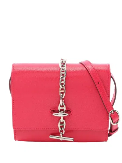 Pre-owned Hermes 2023 Chevre Mysorechaine D'ancre Compact Wallet Crossbody Bag In Pink